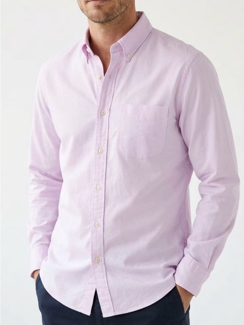 J.Crew Secret Wash Pink Poplin Shirt Slim Untucked Modern Prep Minimalist Small
